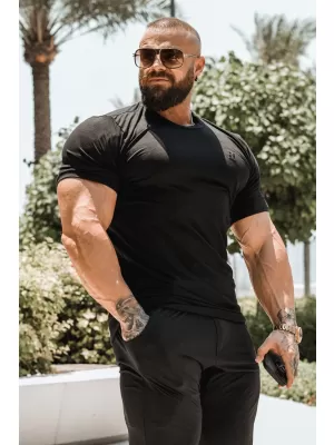 Moške majice s kratkimi rokavi NEBBIA MIKE MUSCLE FIT 158 ČRNA