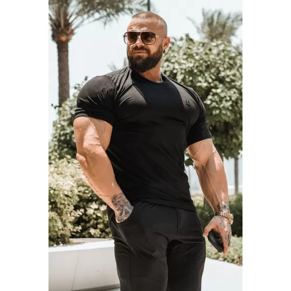  Moške majice s kratkimi rokavi NEBBIA MIKE MUSCLE FIT 158 ČRNA 