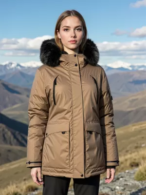 Ženska zimska jakna ALPINE PRO WERDA 3 SEPIA ODTENEK