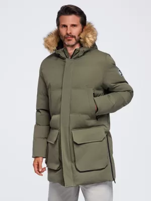 Moška parka OMBRE OM-JALJ-0310 TEMNO OLIVNO