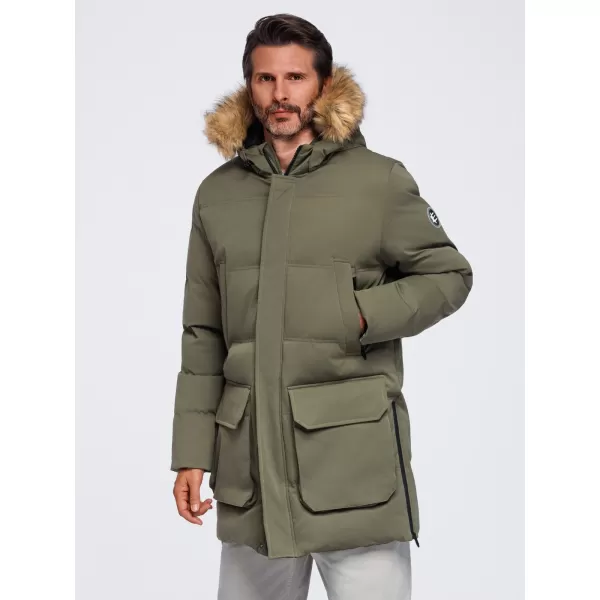  Moška parka OMBRE OM-JALJ-0310 TEMNO OLIVNO 