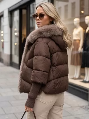 Ženska jakna DSTREET TY5989 RJAVA