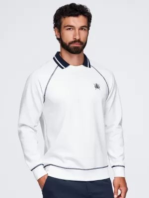 Moški pulover OMBRE OM-SSNZ-0269 UMAZANO BELA