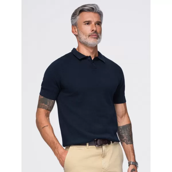  Moška polo majica OMBRE OM-POSS-0178 MORNARSKO MODRA 