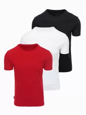 Moška majica s kratkimi rokavi OMBRE OM-TSBS-0268 ČRNA/BELA/TEMNO RDEČA