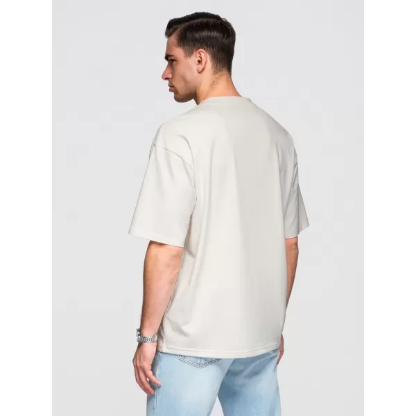  Moška majica s kratkimi rokavi OMBRE OM-TSBC-0291 ČRNA/UMAZANO BELA/BLEDO OLIVNA 