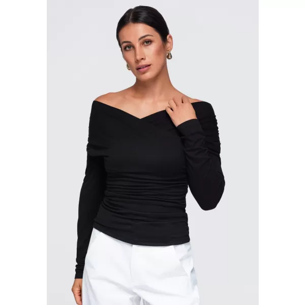  Ženska bluza OMBRE OW-TS-E0088 ČRNA 