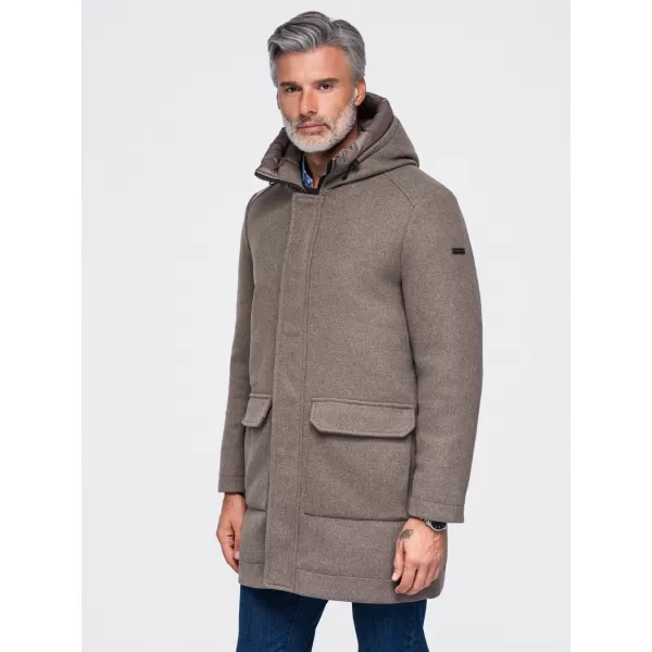  Moška parka OMBRE OM-COWC-0161 PEPELNATO SIVA 