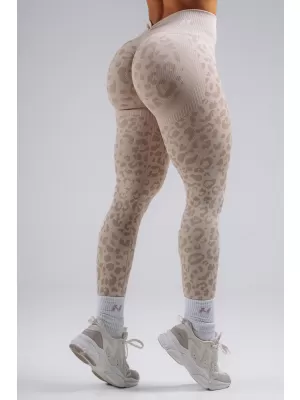 Kompresijske push-up pajkice z leopardjim potiskom NEBBIA PRIMAL 849 KREMNI LEOPARD