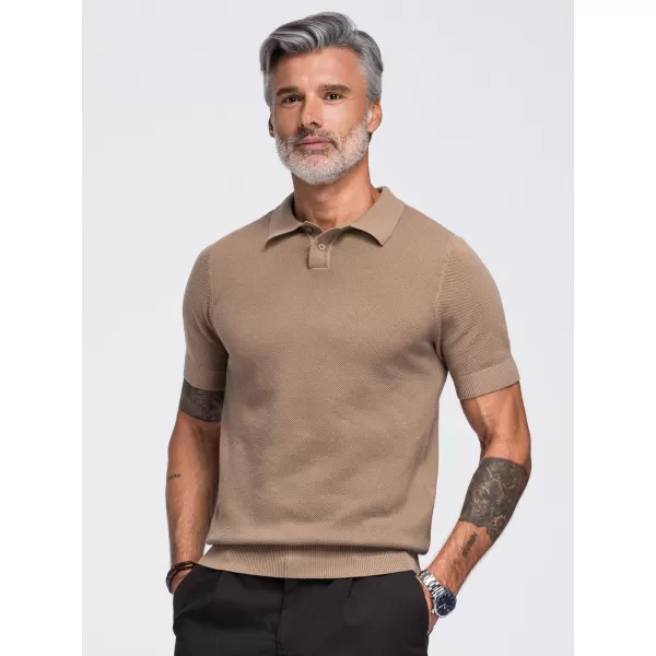  Moška polo majica OMBRE OM-POSS-0178 SVETLO RJAVA 