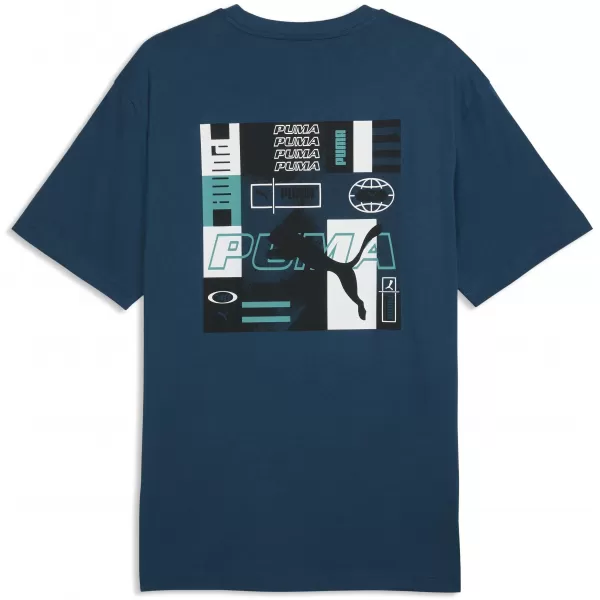  Moška majica s kratkimi rokavi PUMA GRAPHICS RELAXED STACKED TEE 69436836 POLNOČNI BENCIN 