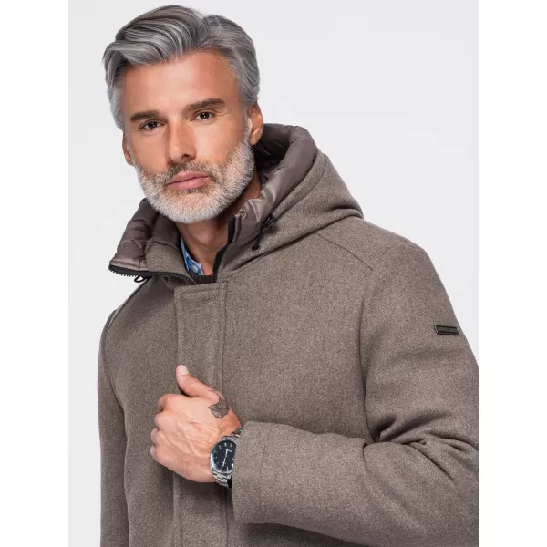  Moška parka OMBRE OM-COWC-0161 PEPELNATO SIVA 