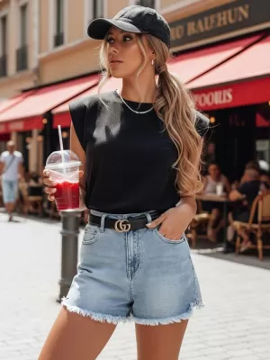 Ženska majica s kratkimi rokavi DSTREET RY2497 ČRNA