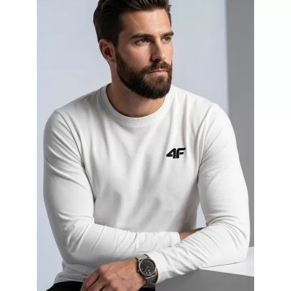  Moška majica z dolgimi rokavi 4F WMM00TLONM611 BELA 
