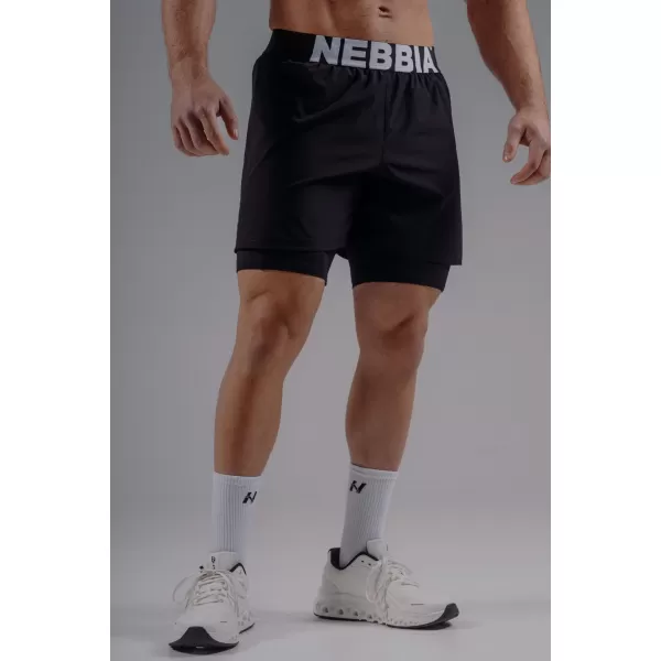  Dvoplastne kratke hlače za trening NEBBIA PRIMAL 878 ČRNA 