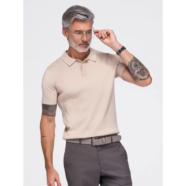  Moška polo majica OMBRE OM-POSS-0180 BEŽ 