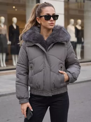 Ženska jakna DSTREET TY6010 TEMNO SIVA