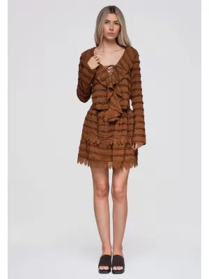Ženska bluza OMBRE OW-TS-E0067 SVETLO RJAVA