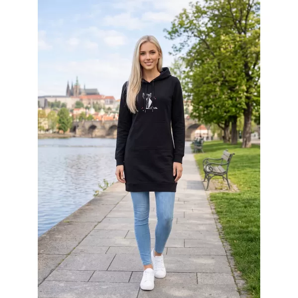  Ženski podaljšan pulover ALTISPORT ALW091419 ČRNO ROZA 