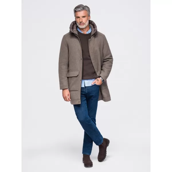  Moška parka OMBRE OM-COWC-0161 PEPELNATO SIVA 