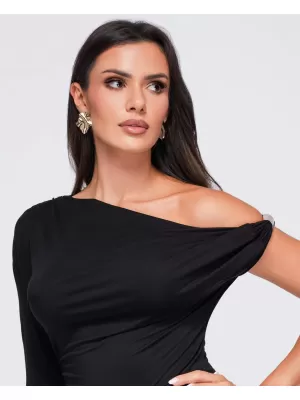 Ženska majica s kratkimi rokavi OMBRE OW-TS-E0075 ČRNA