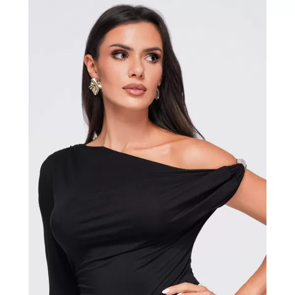  Ženska majica s kratkimi rokavi OMBRE OW-TS-E0075 ČRNA 