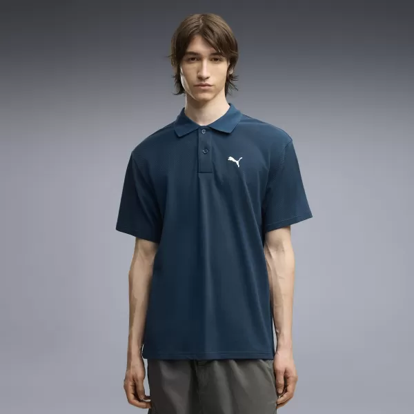  Moška majica s kratkimi rokavi z ovratnikom PUMA WARDROBE ESS PIQUE RELAXED POLO 62965736 POLNOČNI BENCIN 