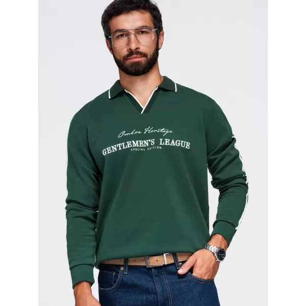  Moški pulover OMBRE OM-SSNZ-0268 TEMNO ZELENA 