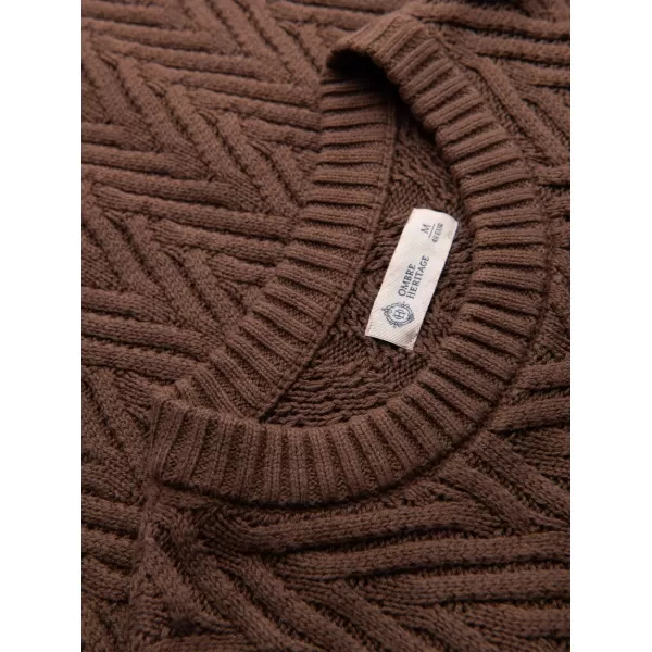  Moški pulover OMBRE OM-SWSW-0190 RJAVA 