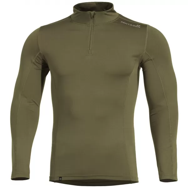  Moška majica s kratkimi rokavi PENTAGON PINDOS 1/2 ZIP SHIRT K11013 OLIVNO ZELENA 