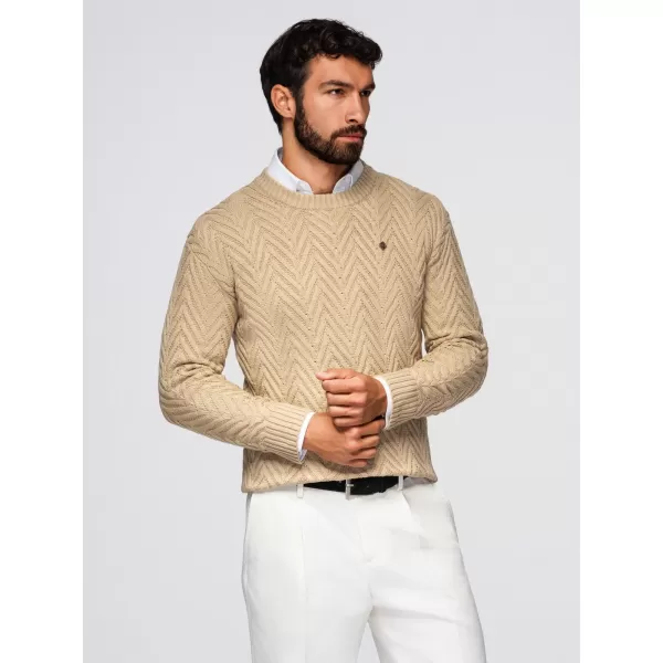  Moški pulover OMBRE OM-SWSW-0190 PESEK 
