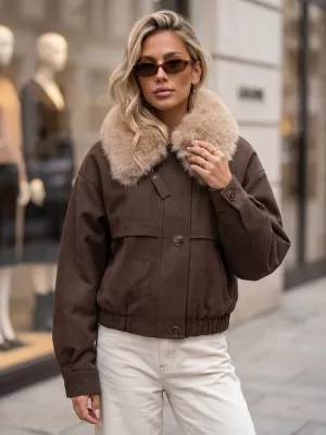 Ženska jakna DSTREET TY5694 RJAVA