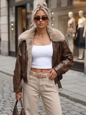 Ženska jakna DSTREET TY5708 RJAVA