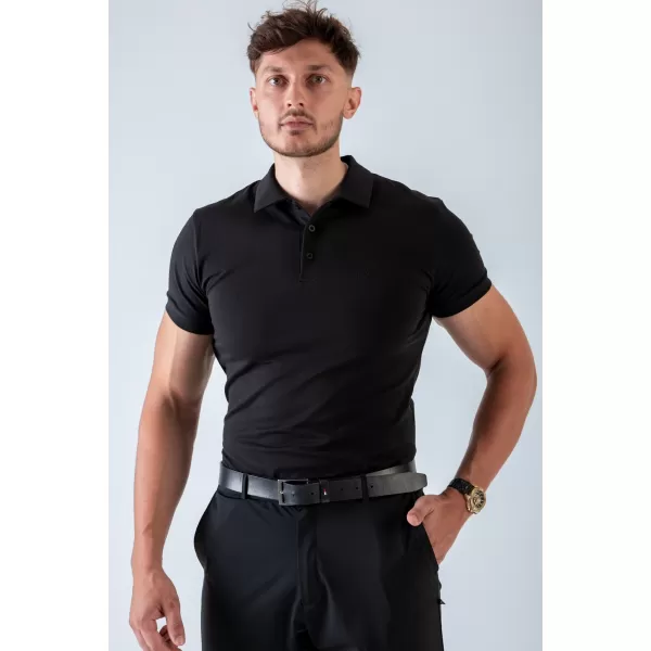  Moške majice s kratkimi rokavi NEBBIA MIKE MUSCLE FIT POLO 157 ČRNA 
