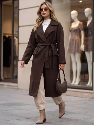 Ženski plašč DSTREET NY0785 RJAVA