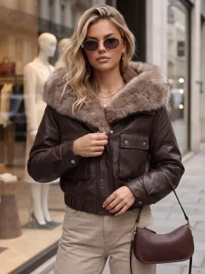 Ženska jakna DSTREET TY5976 RJAVA
