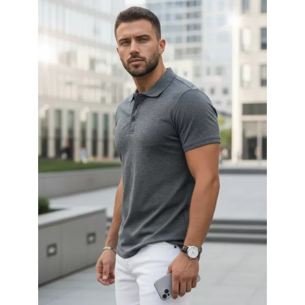 Moška majica s kratkimi rokavi z ovratnikom DSTREET PX0509 TEMNO SIVA 