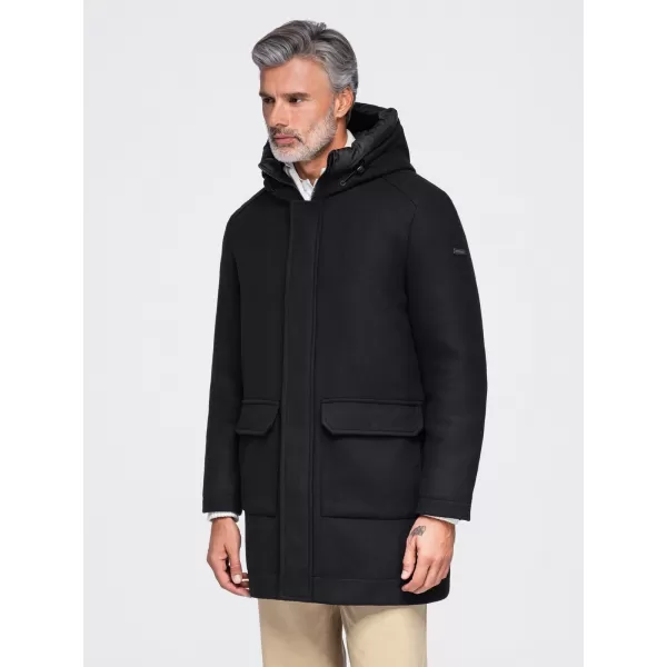  Moška parka OMBRE OM-COWC-0161 ČRNA 