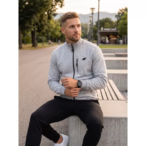 Moški pulover 4F WMM00TSWSM2547 HLADNO SVETLO SIV MELANGE 