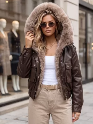 Ženska jakna DSTREET TY5976 RJAVA