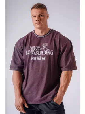 Moške majice s kratkimi rokavi NEBBIA OLYMPIA HEAVYWEIGHT COTTON 941 KLARET