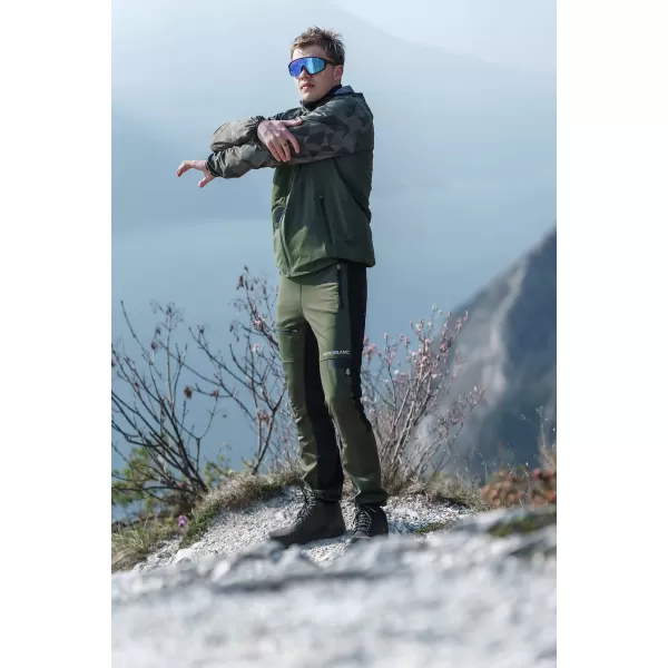  Moške nepremočljive hlače za več športov NORDBLANC RIDGEWALK NBSPM8325 TEMNO ZELENA 