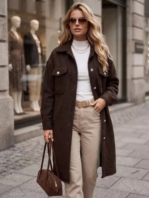 Ženski plašč DSTREET NY0802 RJAVA