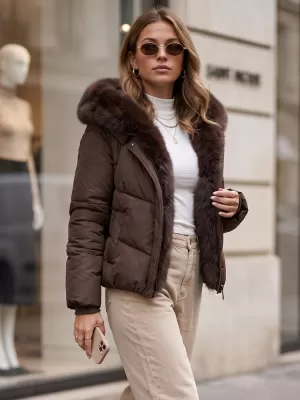 Ženska jakna DSTREET TY5983 RJAVA