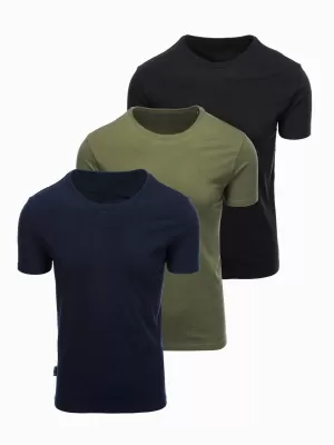 Moška majica s kratkimi rokavi OMBRE OM-TSBS-0268 ČRNA/ZELENA/KAKI