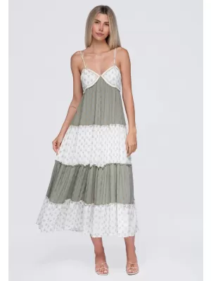 Obleka OMBRE OW-DLR-E0007 ZELENA