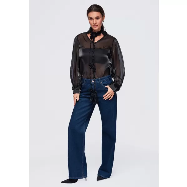  Ženska bluza OMBRE OW-TS-E0086 ČRNA 
