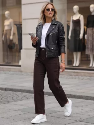 Ženske hlače DSTREET UY3120 RJAVA