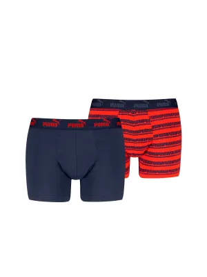 Moške boksarice PUMA ELEMENTS MEN STRIPED BOXERS 2P 93884205 RDEČA/MORNARSKO MODRA
