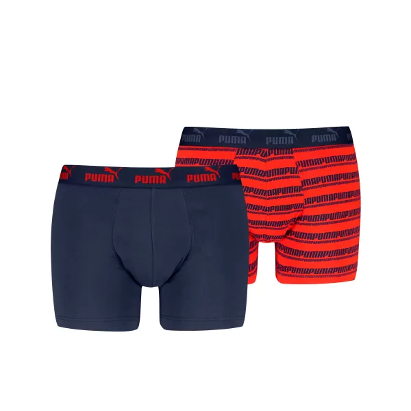  Moške boksarice PUMA ELEMENTS MEN STRIPED BOXERS 2P 93884205 RDEČA/MORNARSKO MODRA 